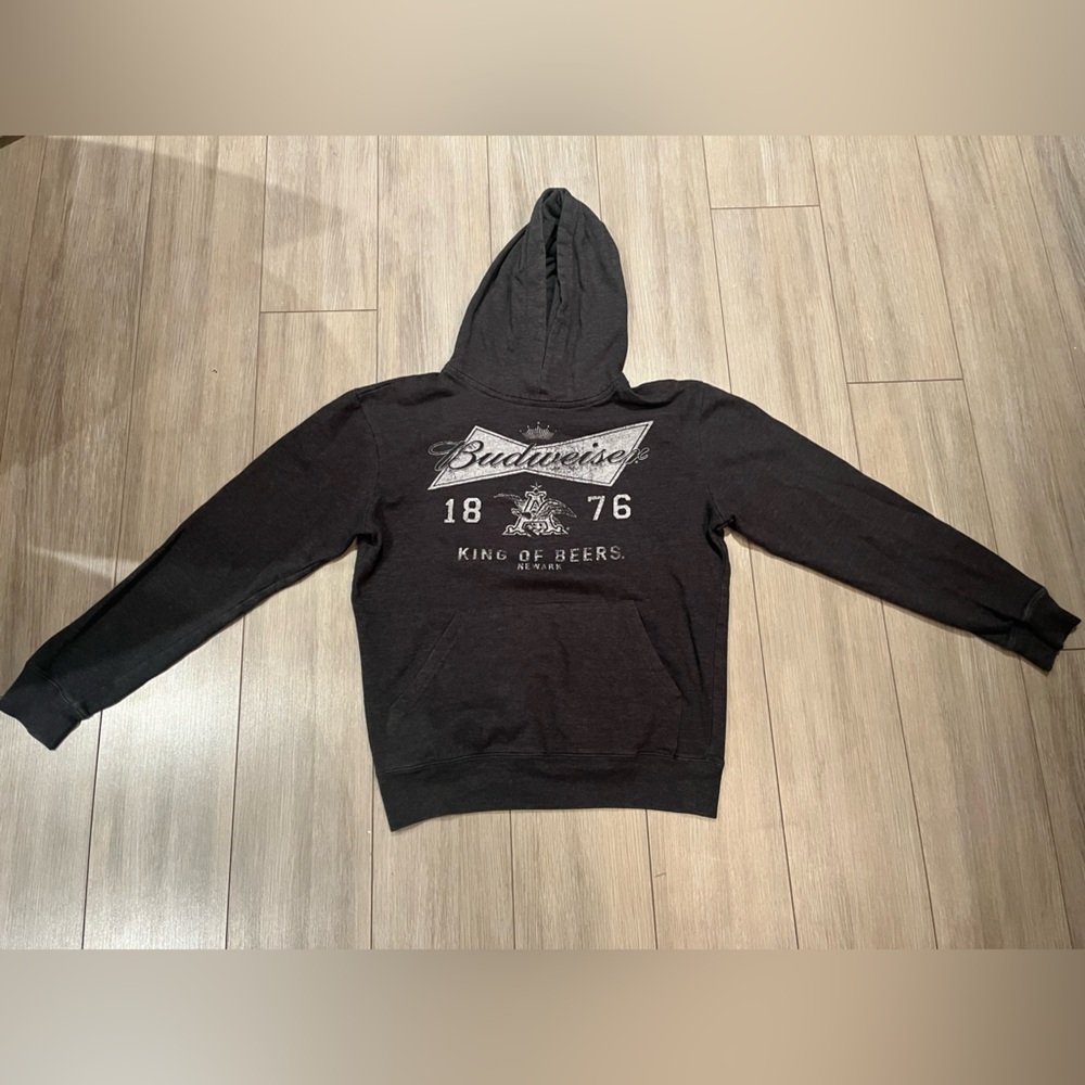 Budweiser light weight hoodie charcoal grey size small